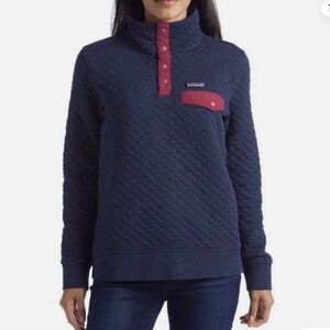 Patagonia Navy Quilted Pullover with Burgundy Details